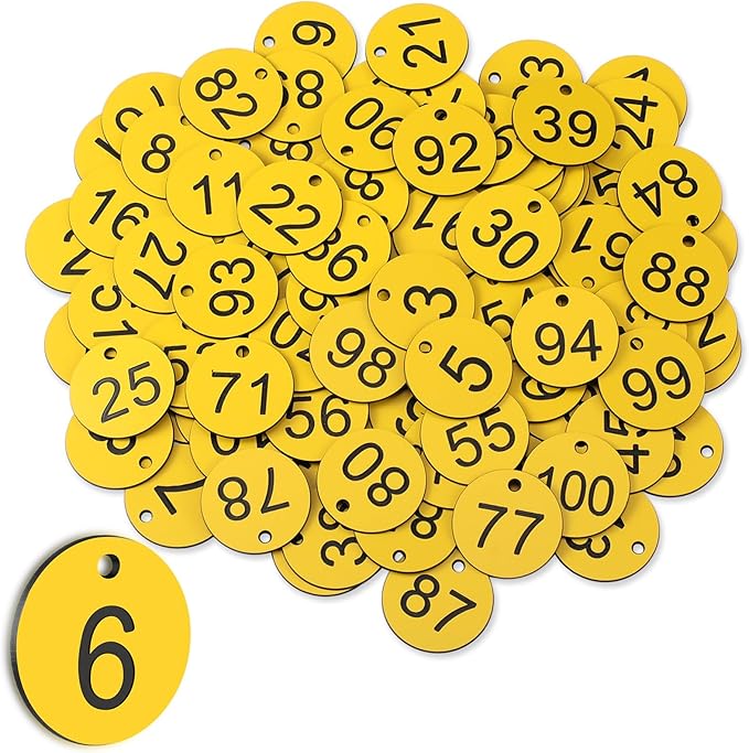 Tenare 100 Pcs Plastic Number Tags 1100 Numbered Key Tags Waterproof