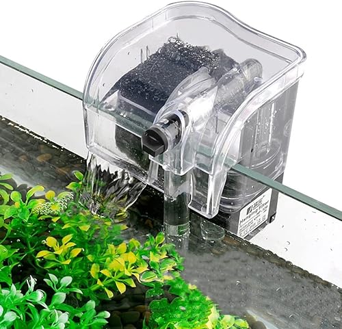 HIERYAN Filtro pequeño para acuario para pecera, filtro para colgar en el filtro de acuario, pequeño filtro sumergible para tanque de peces colgante