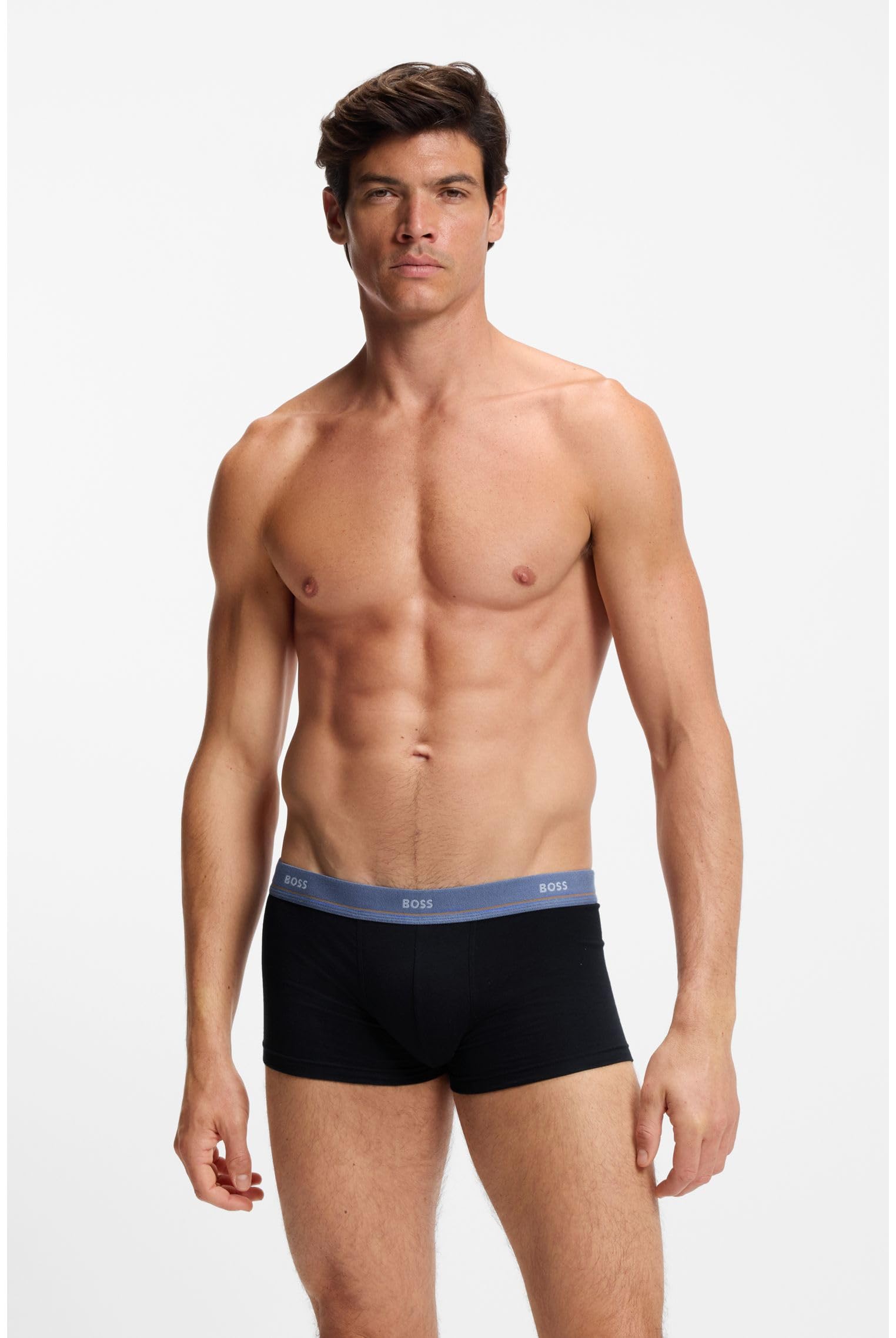 BOSS Herren Trunk 5P Essential Fünferpack eng anliegende Boxershorts mit kurzem Bein aus Stretch-Baumwolle mit Logos am Bund