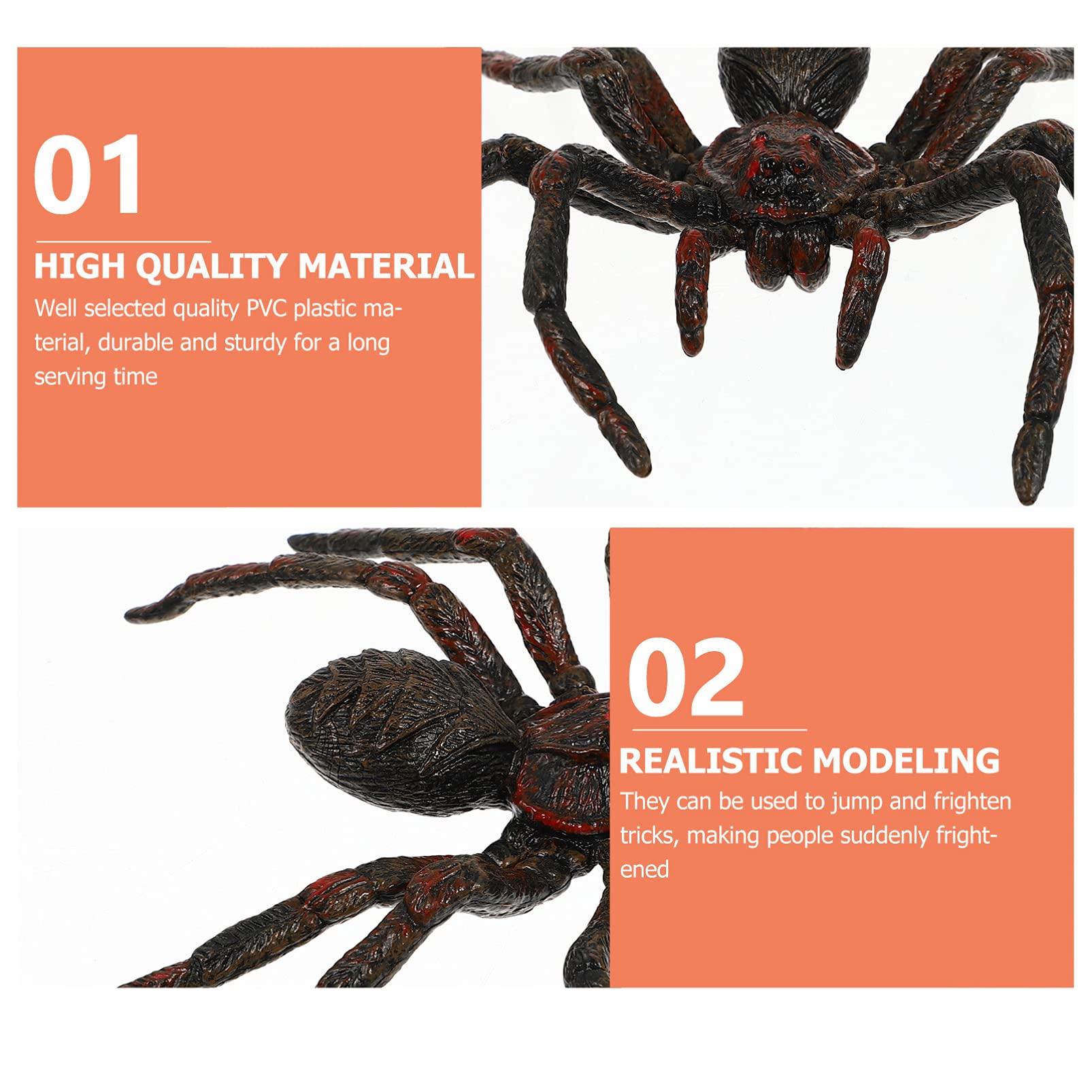 Happyyami 4 Ensembles Araignée De Simulation Décorations D'araignées d'halloween Grands Jouets D'araignées d'halloween Pièges D'araignée Bugs Toiles D'araignées PVC Rouge 3 Pièces * 4