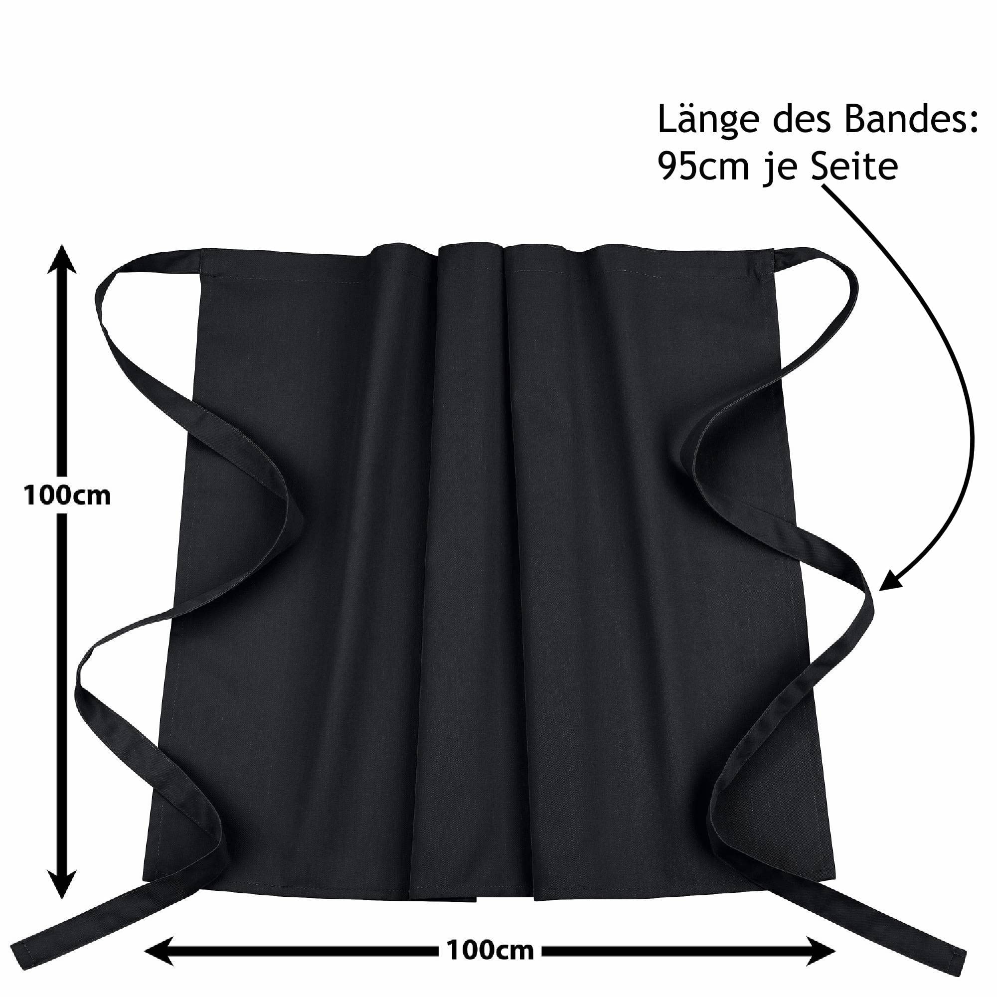 DESERMO - Juego de 10 Delantales de 100 cm x 100 cm (Largo x Ancho), Delantal Profesional Mujer y Hombre, Mezcla innovadora de algodón y poliéster, Color Negro