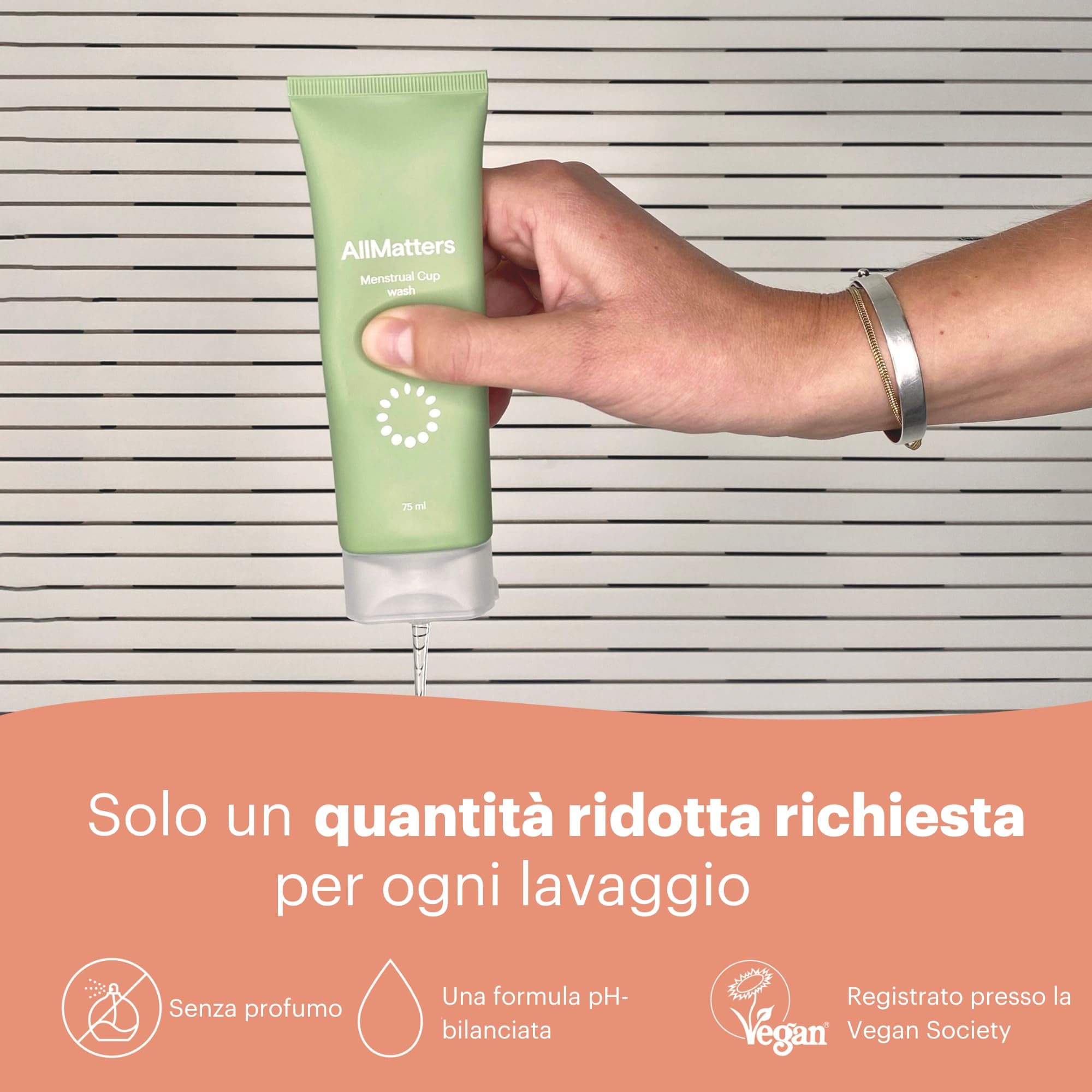 AllMatters Detergente (Precedentemente OrganiWash) per coppetta mestruale e detergente intimo corpo 75 ml. pH bilanciato. Senza profumo e senza allergeni