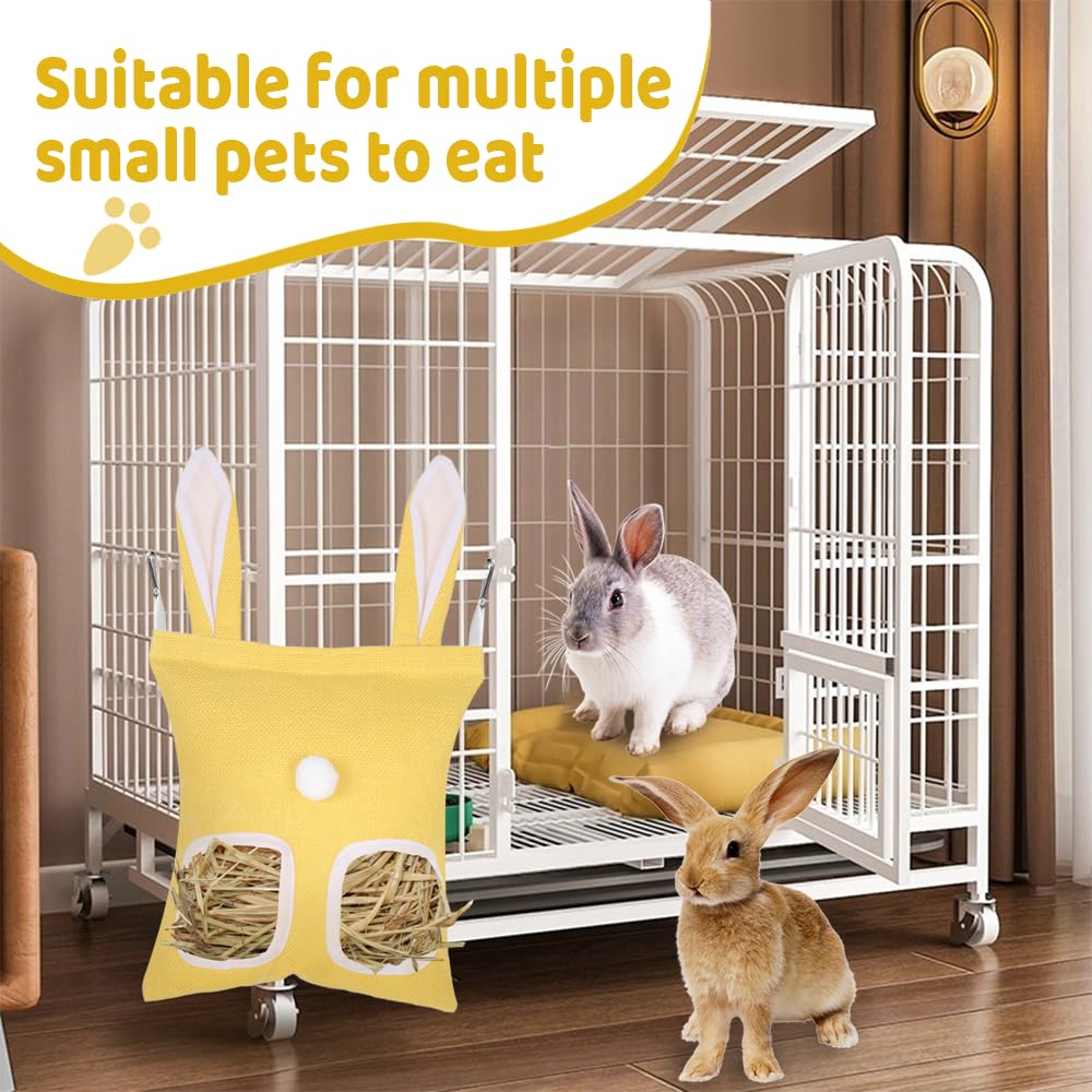 Sac a Foin pour Lapins,Mangeoire a Foin Suspendue pour Cochon d'Inde avec 2/3 Trous pour Chinchillas,Hamsters,Petits Animaux de Compagnie et Animaux