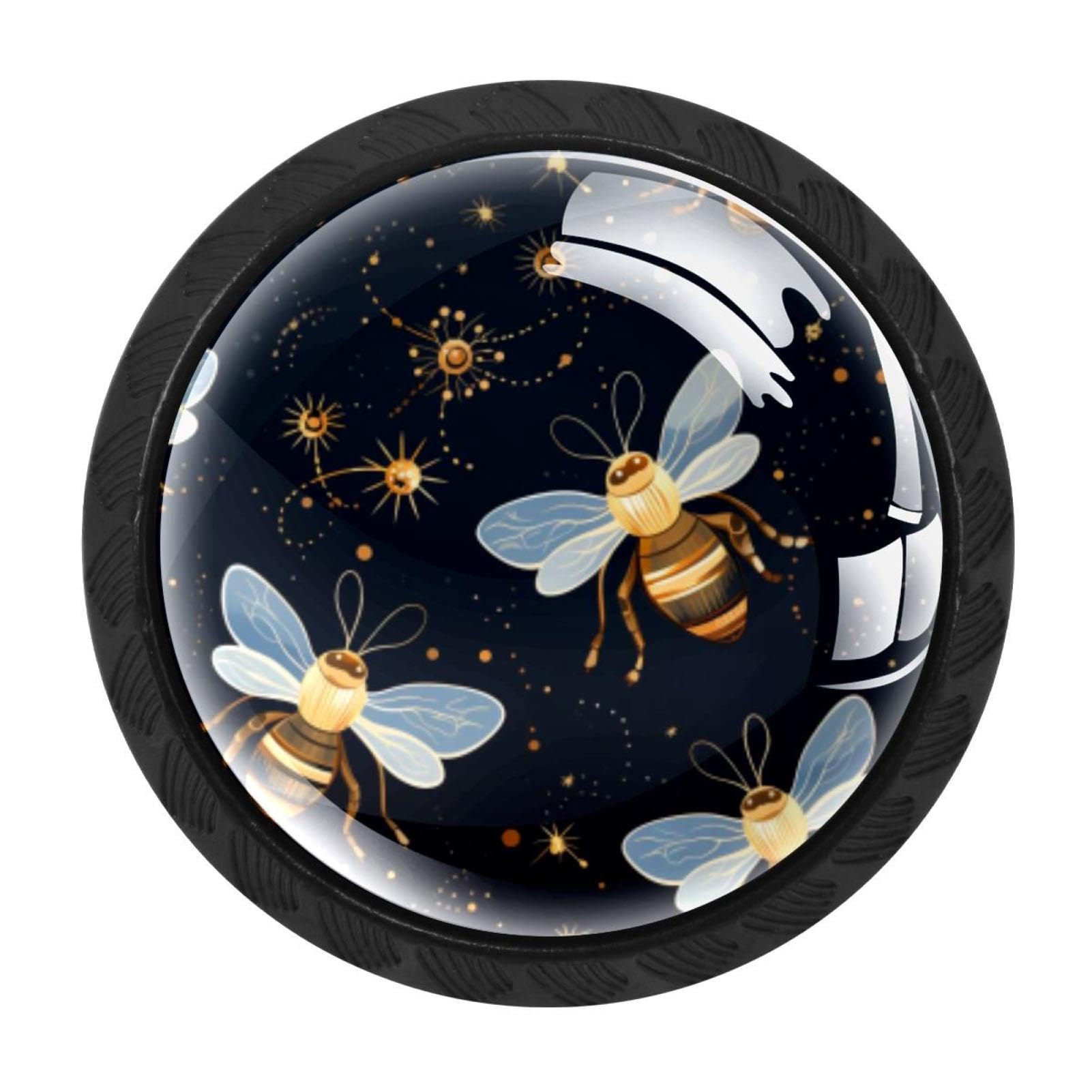 Chenzzzz Multicolored 02 4 Pack Black Starry Bee Kitchen Handles, Cabinet Pulls Hardware For Cupboard Drawer Knobs Dresser Pulls