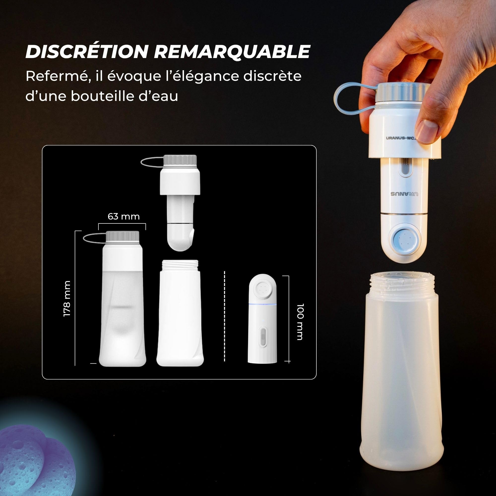 Douchette Portable Électrique - Bidet pour la Toilette Intime - Jet Apaisant Post-Partum Périnée Accouchement, 350ml Eau Chaude/Froide, Hygiène Japonaise en Bouteille pour Voyage, Camping & Maternité
