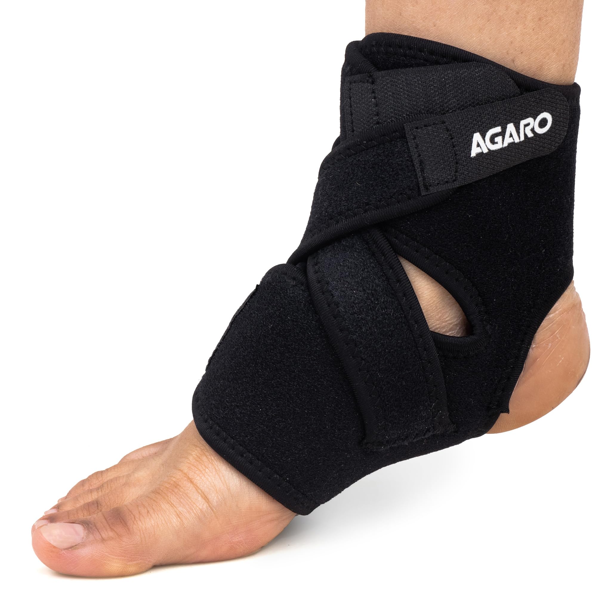 AGARO Ankle Compression Brace, Support for Injuries, Sprained & Recovery Guard,Pain Relief, Foot Care, Swelling & Recovery,Black