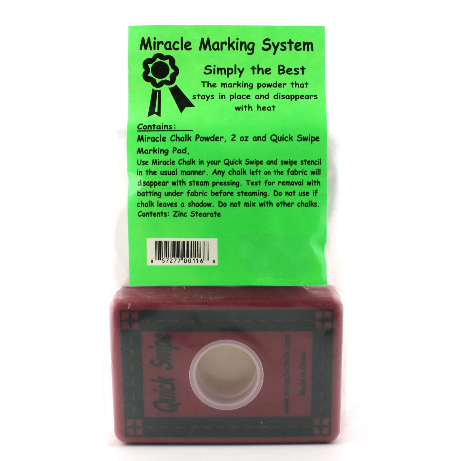 Miracle Marking Chalk Powder 2oz bag And Quick Swipe Marking Pad for Quilt Mark