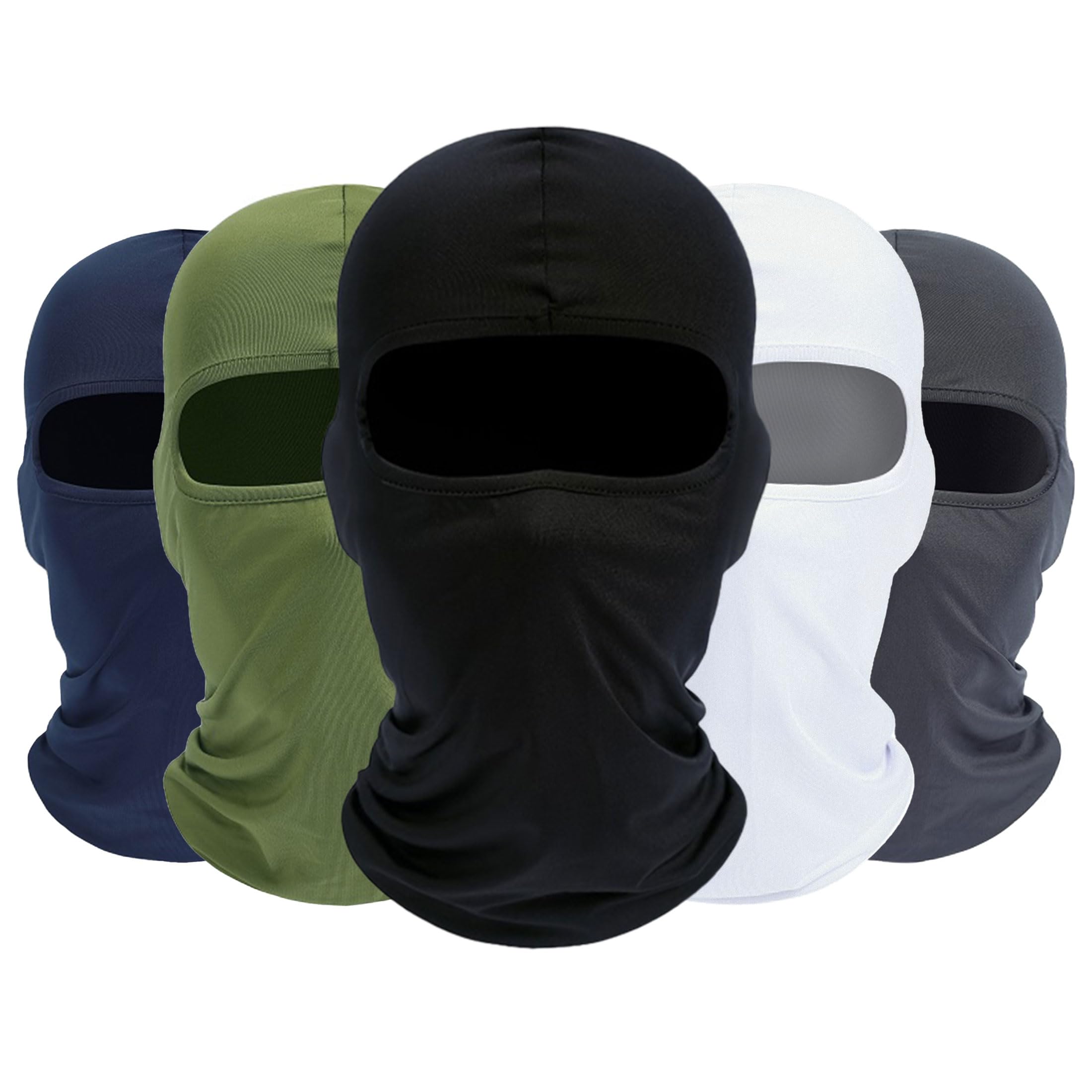 ROXUN Balaclava Ski Mask, 5 Pack Neck Gaiter Motorcycle Scarf, Summer Cooling UV Protector for Men/Women Black+White+Navy Blue+Army Green+Dark Gray
