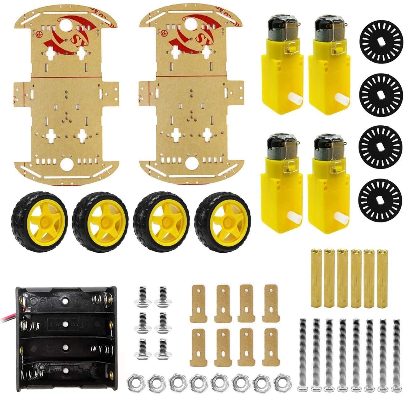 Manushre Manas Enterprises 4 wheel chassis Robot Smart Car Chassis Kits BO Motor wheel chassis Car Model DIY(4 Wheel Chassis Set of 2) 3