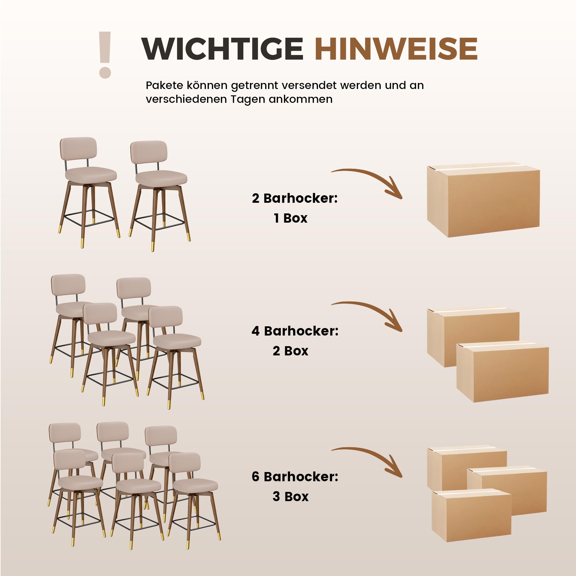 Fijinhom Barhocker 2er Set, 360° Drehbar, Gepolsterte Barhocker mit Lehne aus Kunstleder, Walnuss Rückenlehne & Bugholz Beine, Mid Century Modern Barstuhl für Küche, Insel & Theke, Khaki
