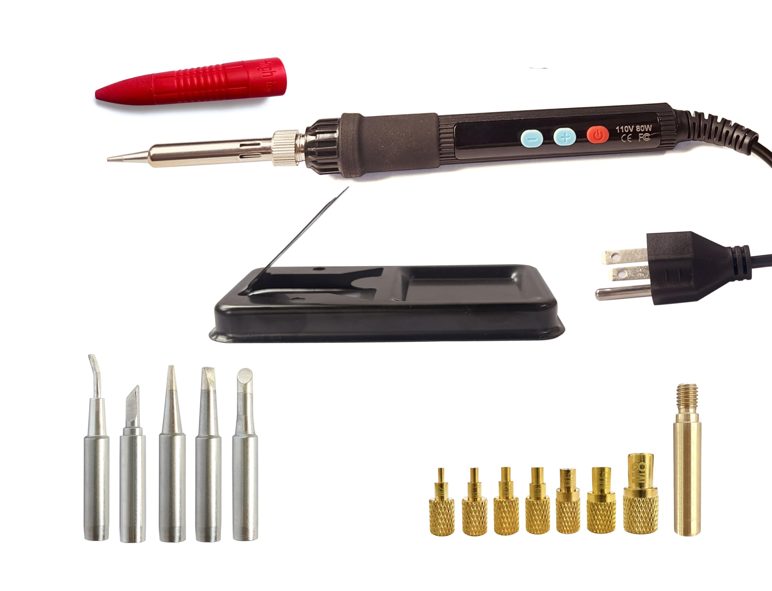ShineNow 80W Digital Soldering Iron Heat Set Insert Tool Kit with Extra Soldering Tips
