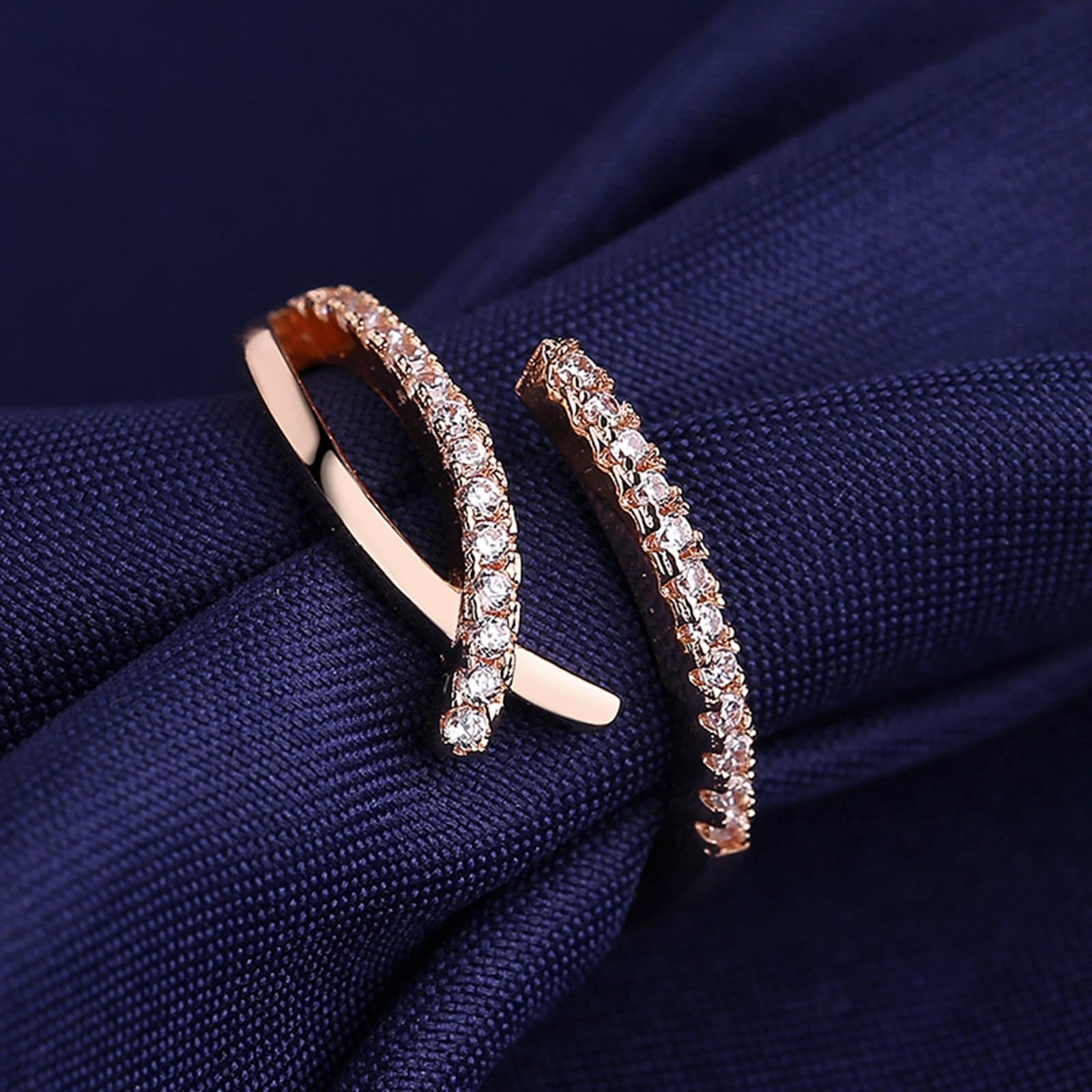 Anillos de aniversario para mujer, oro amarillo infinito, diamantes abiertos de laboratorio de 18 quilates, talla 4-11