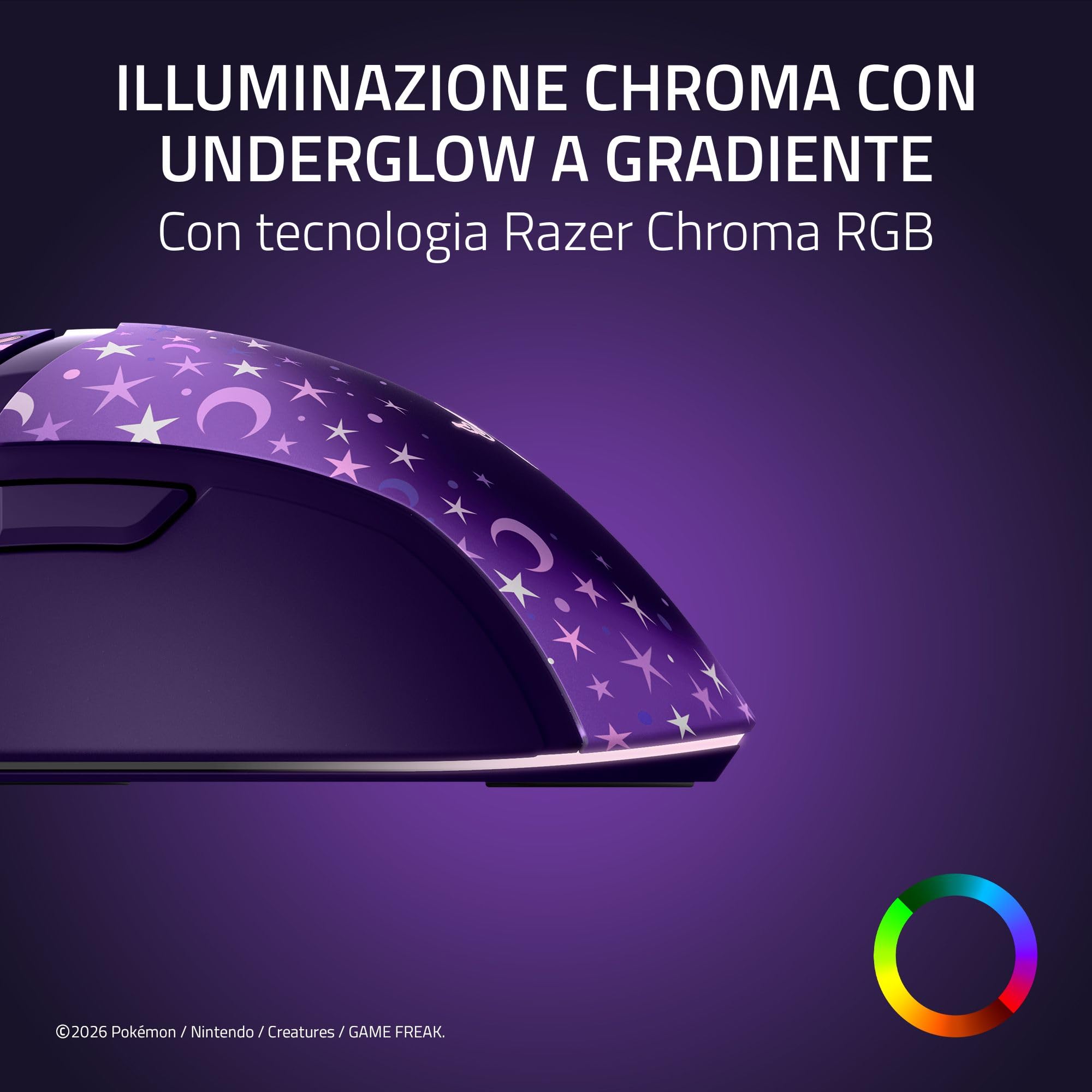 Razer Cobra Pokémon Espeon & Umbreon Edition - Mouse da gioco leggero con cavo e illuminazione Chroma RGB - 58 g - 8500 DPI - Cavo Speedflex | Edizione Espeon & Umbreon