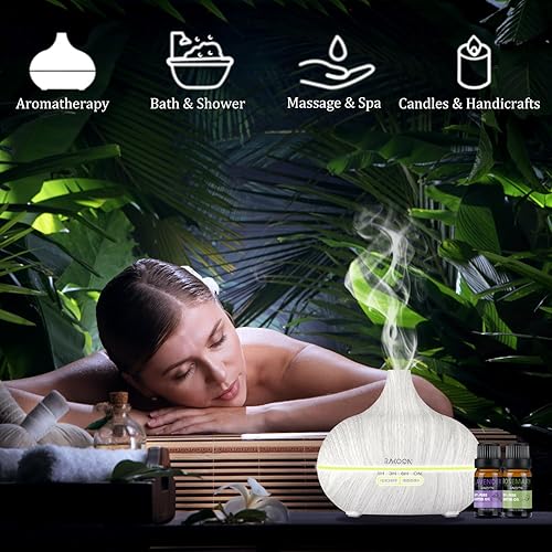 Miniatura 7 de Difusores de aceite esencial y juego de aceites esenciales, difusor de aromaterapia para el hogar con 10 aceites esenciales 100% naturales, difusor