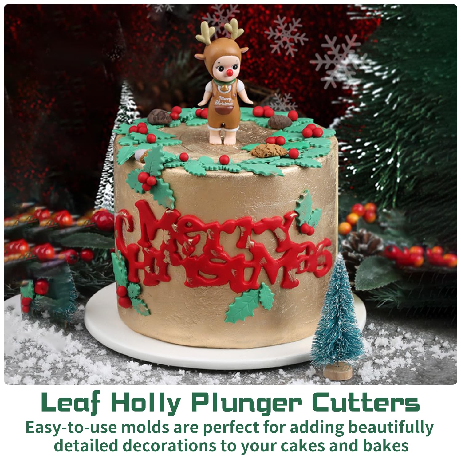 Ausstechformen für Weihnachten, Stechpalmenblätter, für Kuchen, Cupcakes, Zuckerguss, Dekoration, 6 Stück