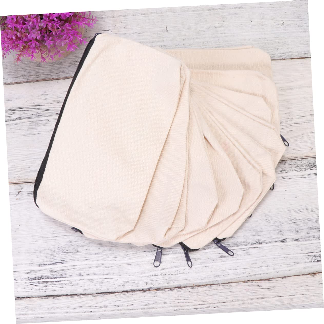 STOBOK 20pezzi Astuccio Tela Beige Con Cerniera Borsa Multifunzionale Per Cancelleria e Accessori Da Ufficio Comoda e Leggera Per Scuola e Viaggi