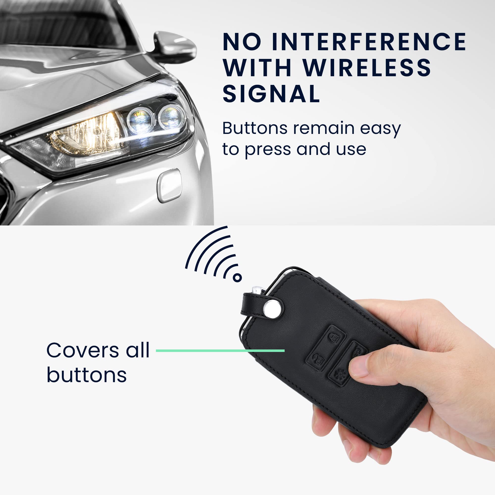 kwmobile Accessoire Clé de Voiture Compatible avec Renault Smart Key 4-Bouton (Keyless Go Uniquement) - Coque de Protection en Simili Cuir - Boussole Blanc-Noir - 2
