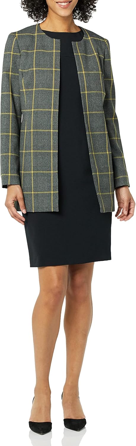 Le Suit Women's Large Windowpane Topper and Sheath Dress