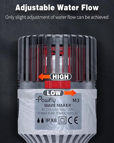 Miniatura 2 de Pawfly Acuario Wave Maker para peceras de hasta 50 galones, bomba de circulación ajustable de 800 GPH con base de ventosa fuerte, bomba de agua