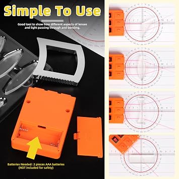11Pcs Physics Optical Experiment Set, Reflector Refraction Triangular Prism, Convex Lens & Concave Lens, Three Way Laser Light Source, Physical Optics Sets Physical Optical Teaching