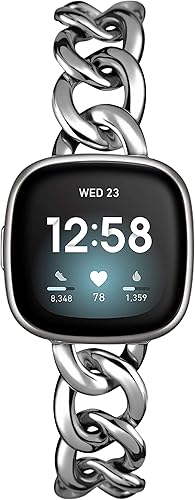 Vista 20 de Correa de metal delgada compatible con Fitbit Versa 4/Fitbit Sense 2 Band Cute Women (dorado)