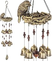 Vista 1 de Campanas de viento de nido de pájaros, campanas de pájaros con 12 campanillas de viento para regalo de amor de la Madre Gloriosa, decoración