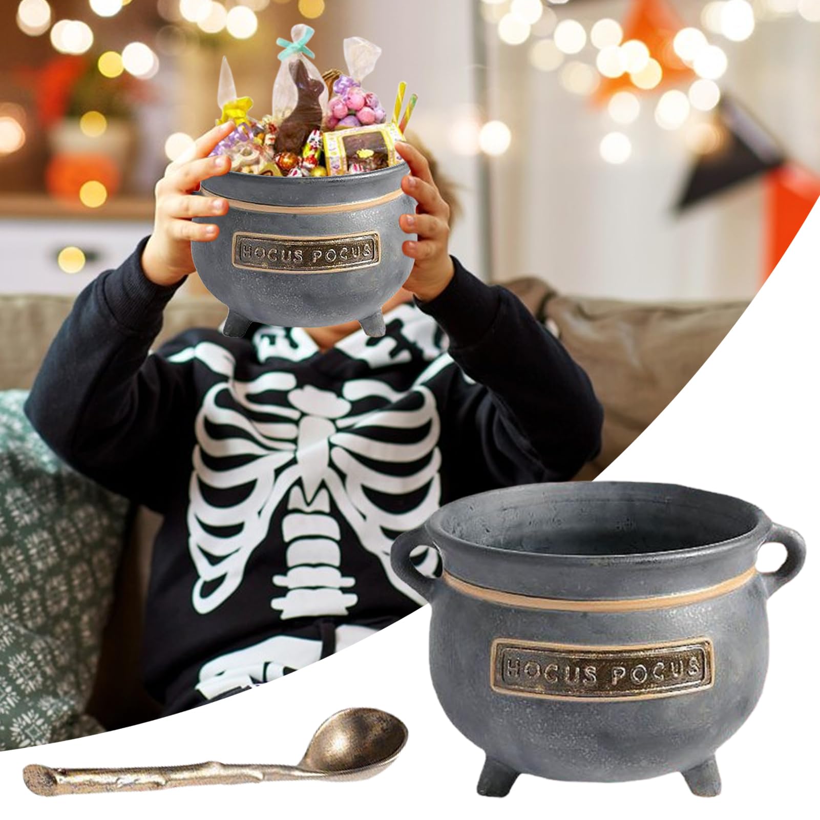 Genérico per dolci | per aperitivi Halloween caldaia di - Supporto per alimenti con cucchiaio per frutta, cinema, picnic, ristorante