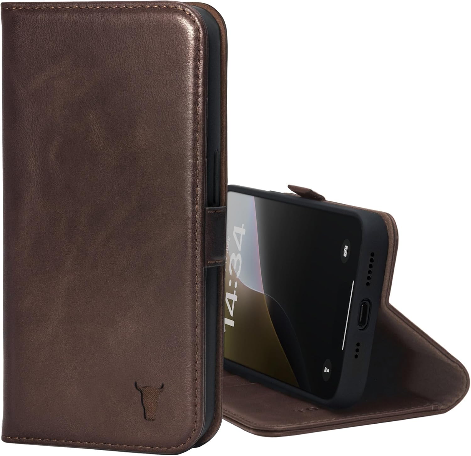 TORRO Leather Case Compatible with iPhone 17e and iPhone 16e (6.1” 2026/2025) - Premium Leather Wallet Case with Kickstand and Card Slots (Dark Brown)