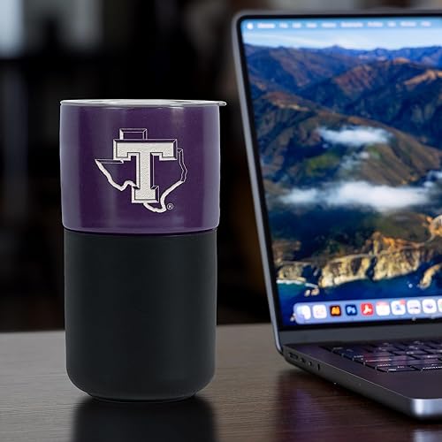 Miniatura 549 de Rico Industries NCAA Miami of Ohio Redhawks - Vaso de cerámica de 16 onzas con agarre de silicona, grabado láser profundo, diseño de color negro