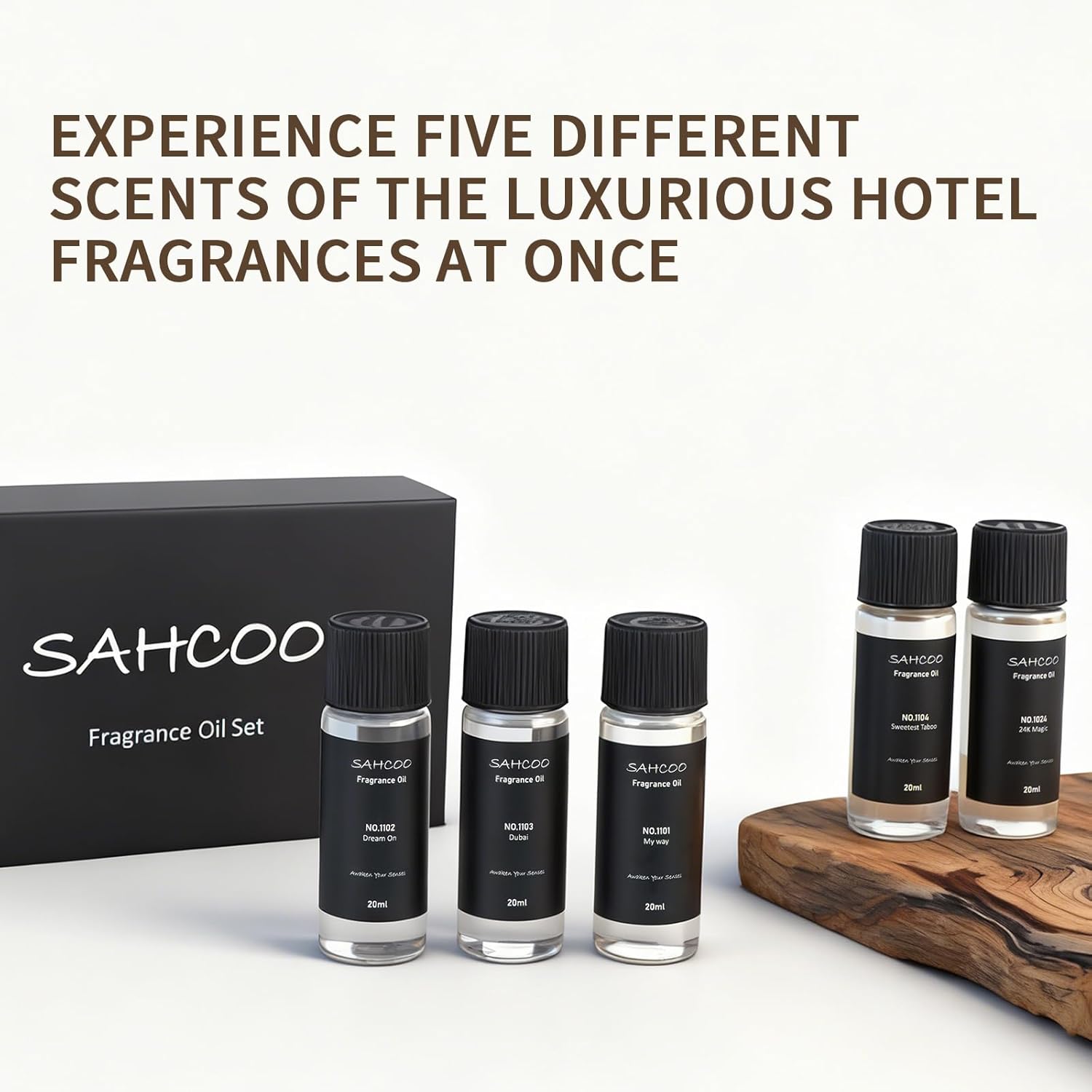 Hotel Diffuser Oil Set Inspired by 5-Star Hotel Scent, Most Popular Fragrance Oil 120ml, Natural Aromatherapy Oils for Cars & Home Products, Room Sprays (5 scents Set)