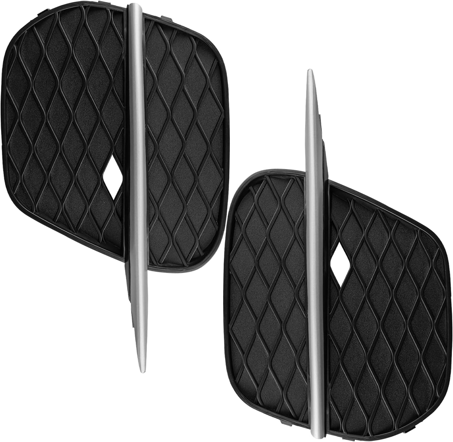 Front Bumper Grille Grill Trim Fog Light Cover Fit for BMW X5 E70 2011-2013 Replace BM1038131 BM1039131 51117222859 51117222860, Driver & Passenger Side Black