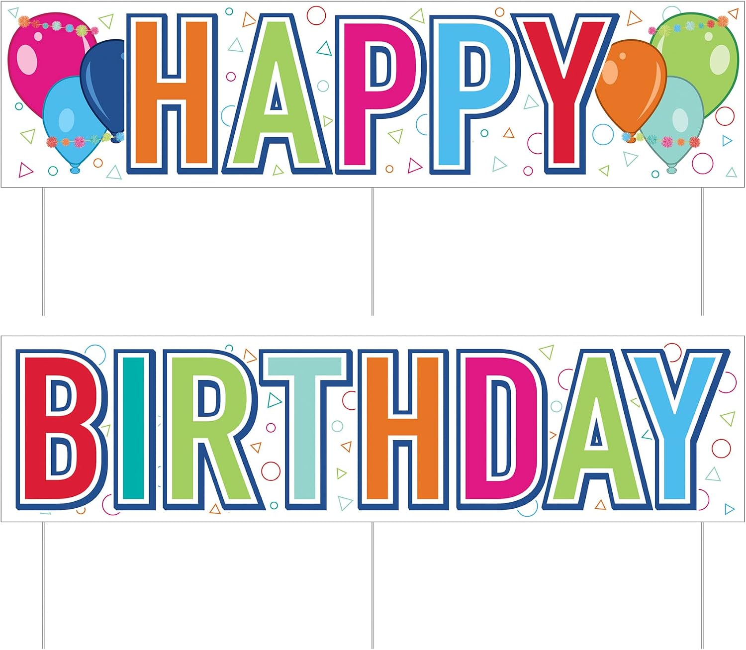 Beistle Durable And Colorful Corrugated Plastic Jumbo Happy Birthday Yard Sign With Metal Stakes Outdoor Lawn Decorations For Party Celebration