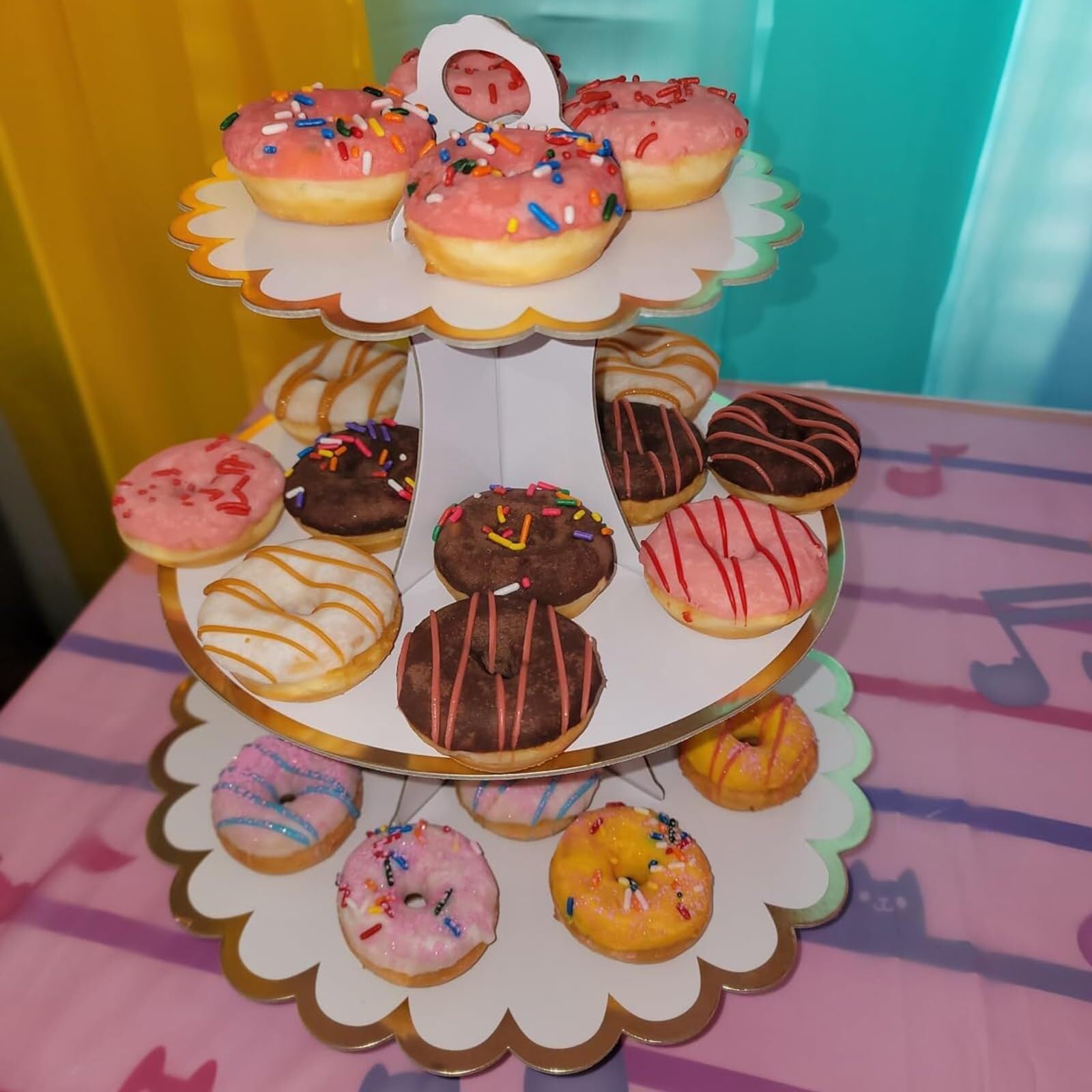 Tartas Paquete De 4 Soportes Redondos Cartón For Tartas Y Postres 3 Niveles For Cupcakes Expositor Soporte