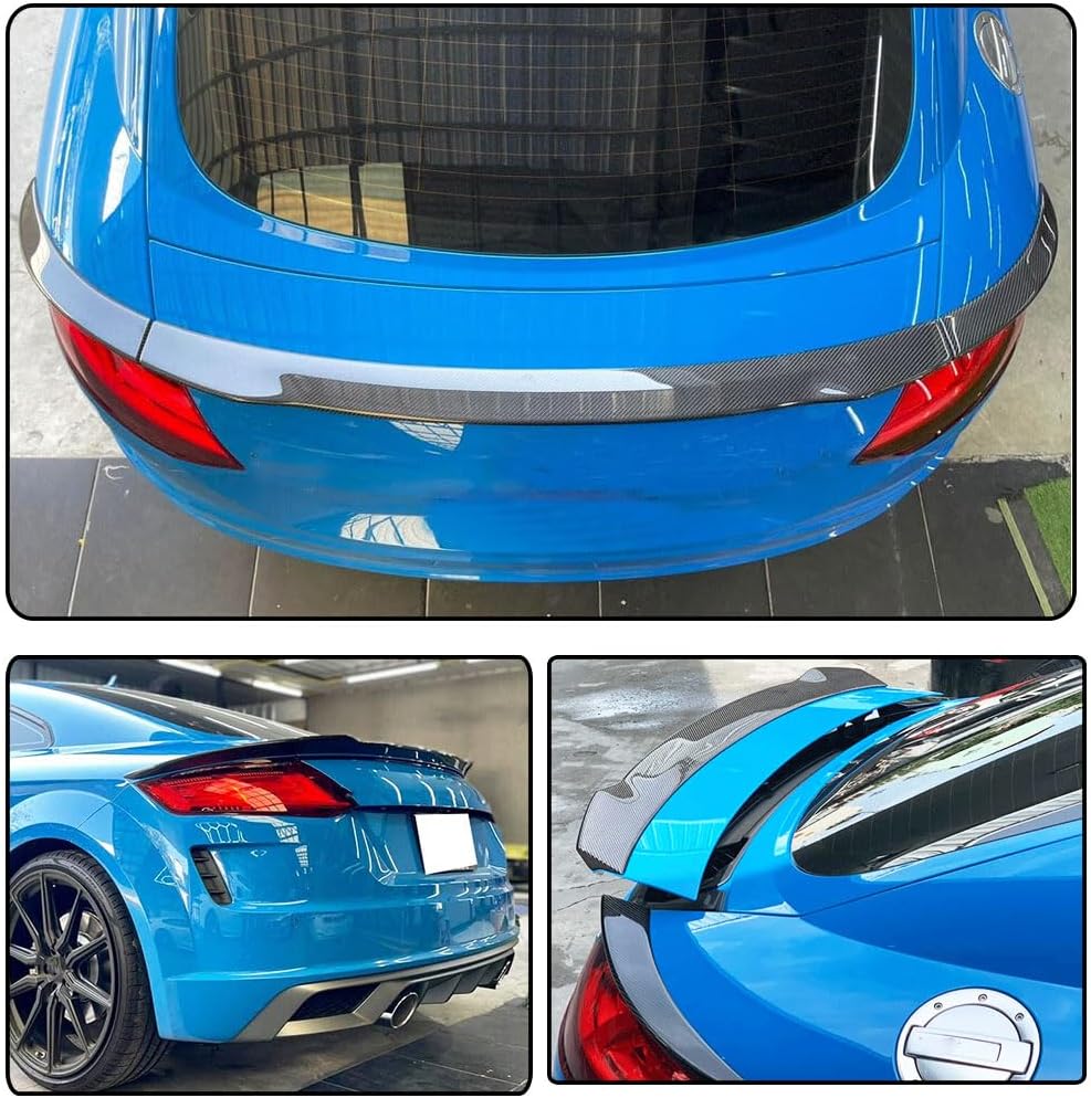 Real Carbon Fiber Rear Spoiler fits for Audi TT TTS TTRS SLINE 2-Door Coupe & Convertible 2015-2021 Customized CNC Moulding Carbon Fiber Rear Trunk Lid Lip Spoiler 3PCS