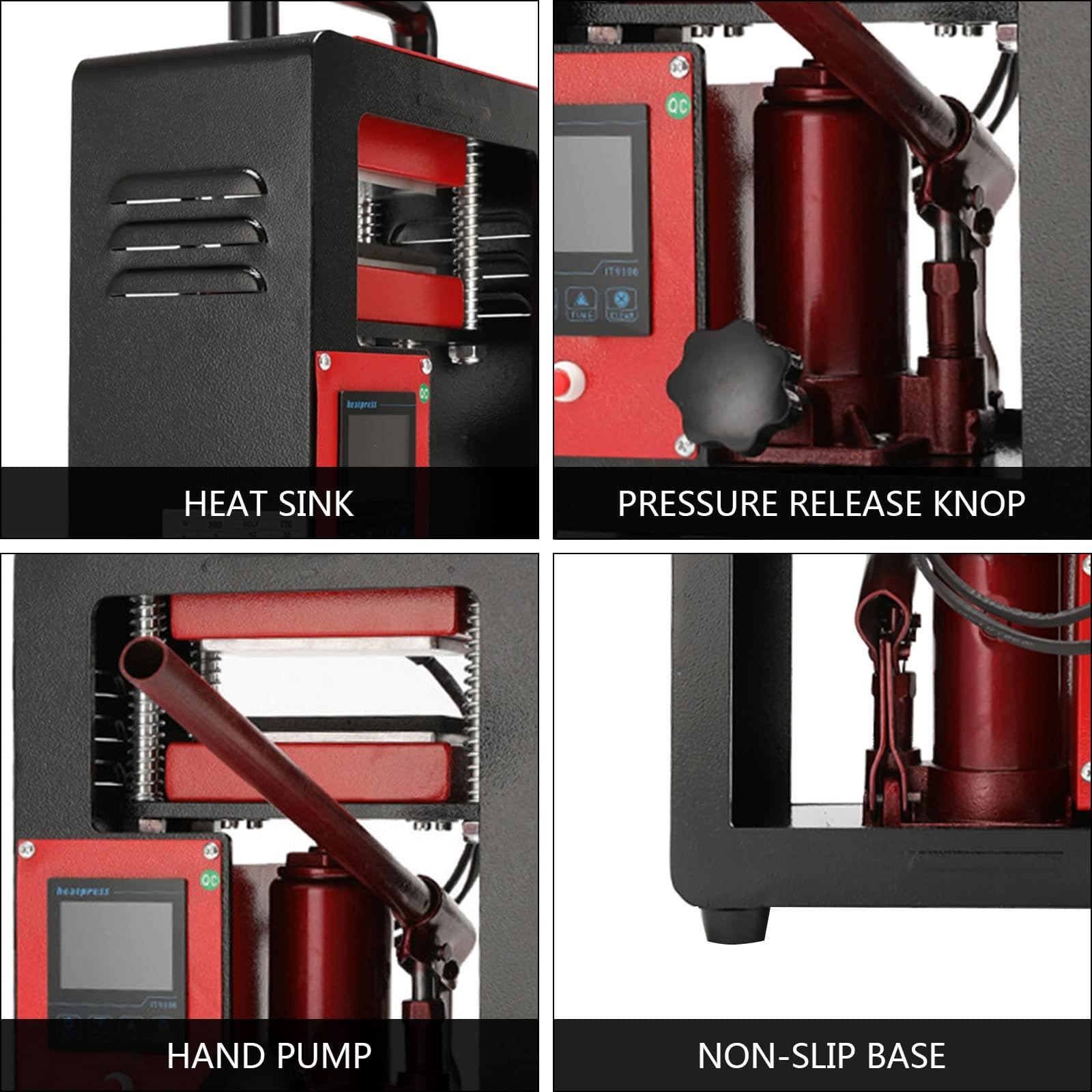 Prensa de calor hidráulica de colofonia, prensado profesional para uso doméstico y comercial, control digital de temperatura (0-250 °C), temporizador 0-999S
