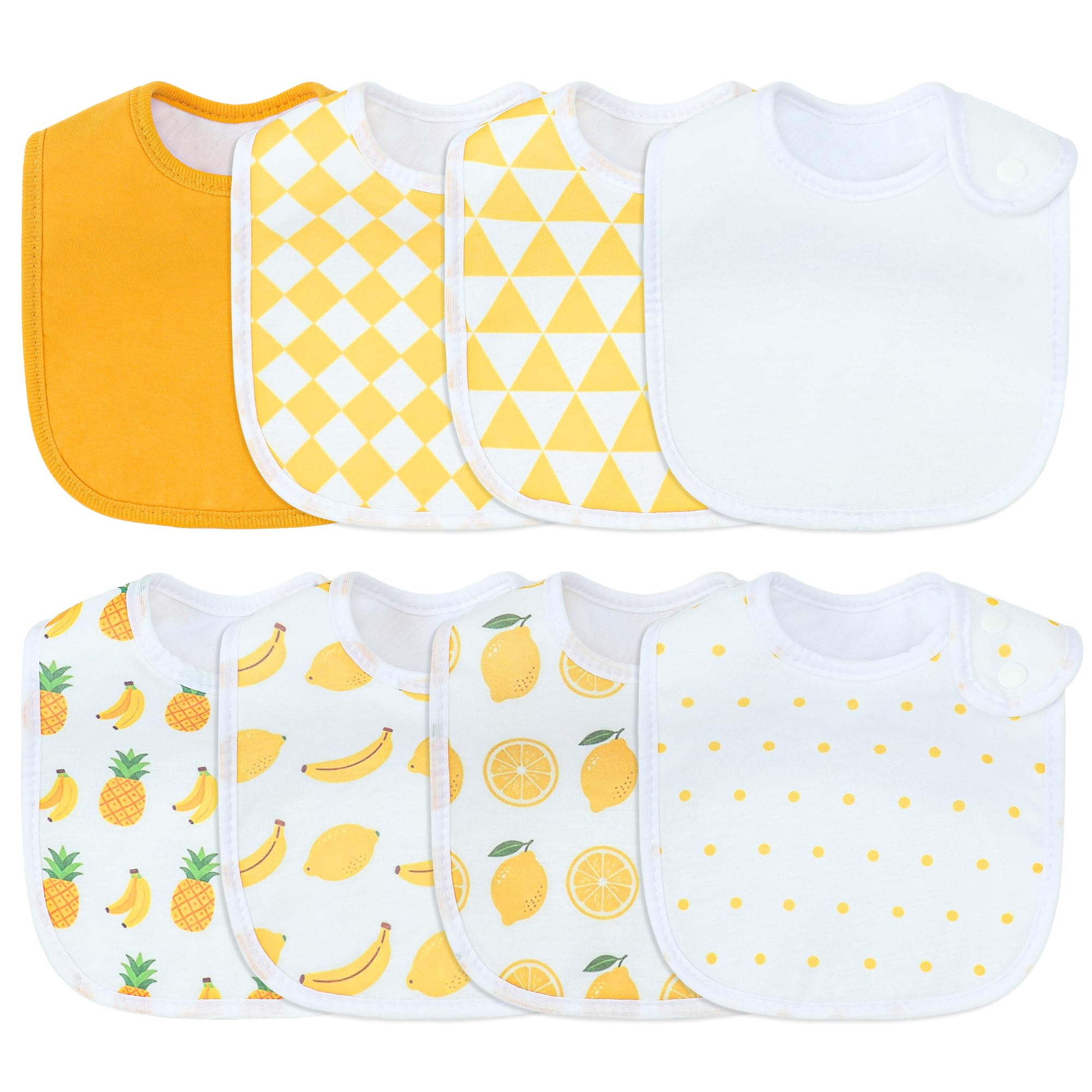 Benoxine Waterproof Baby Bibs for Boys and Girls, Soft and Absorbent 4-Layer Baby Bandana Bibs With Adjustable Snaps for Infants Newborn Feeding, Teething, Drooling,0-12 Months,8-Pack
