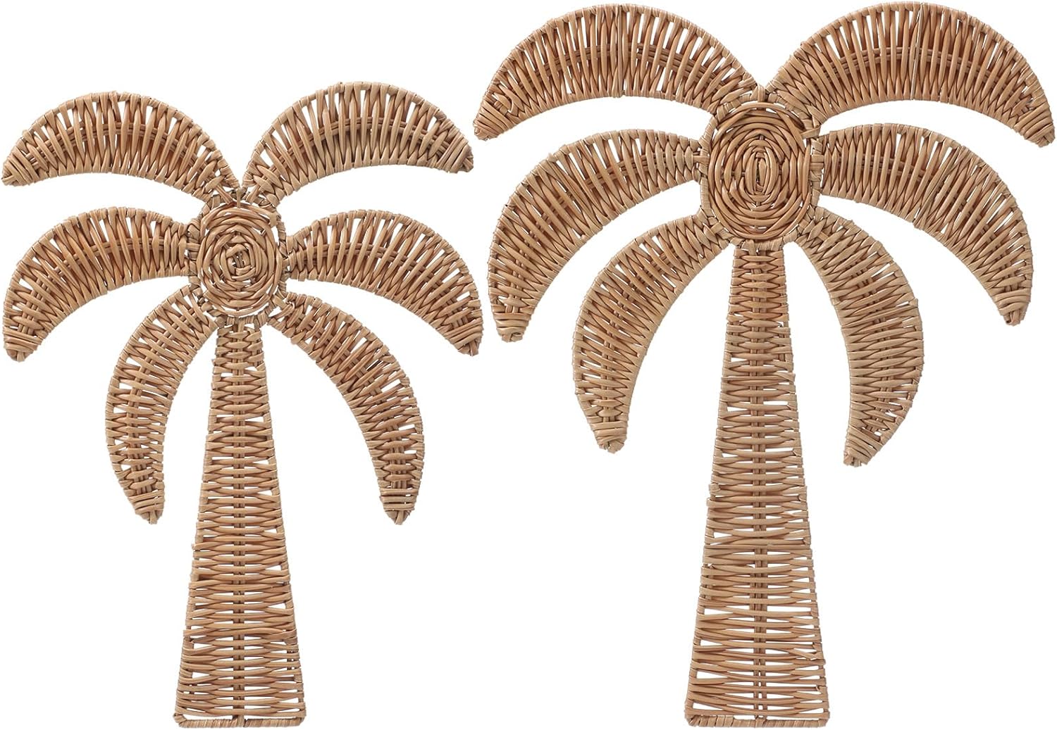 Cinnvoice 2 Pcs Summer Rattan Palm Tree Wall Decor Coastal Tropical Beach Wall Hanging Decorations for Boho Living Room Bathroom Bedroom Patio Party Decorations