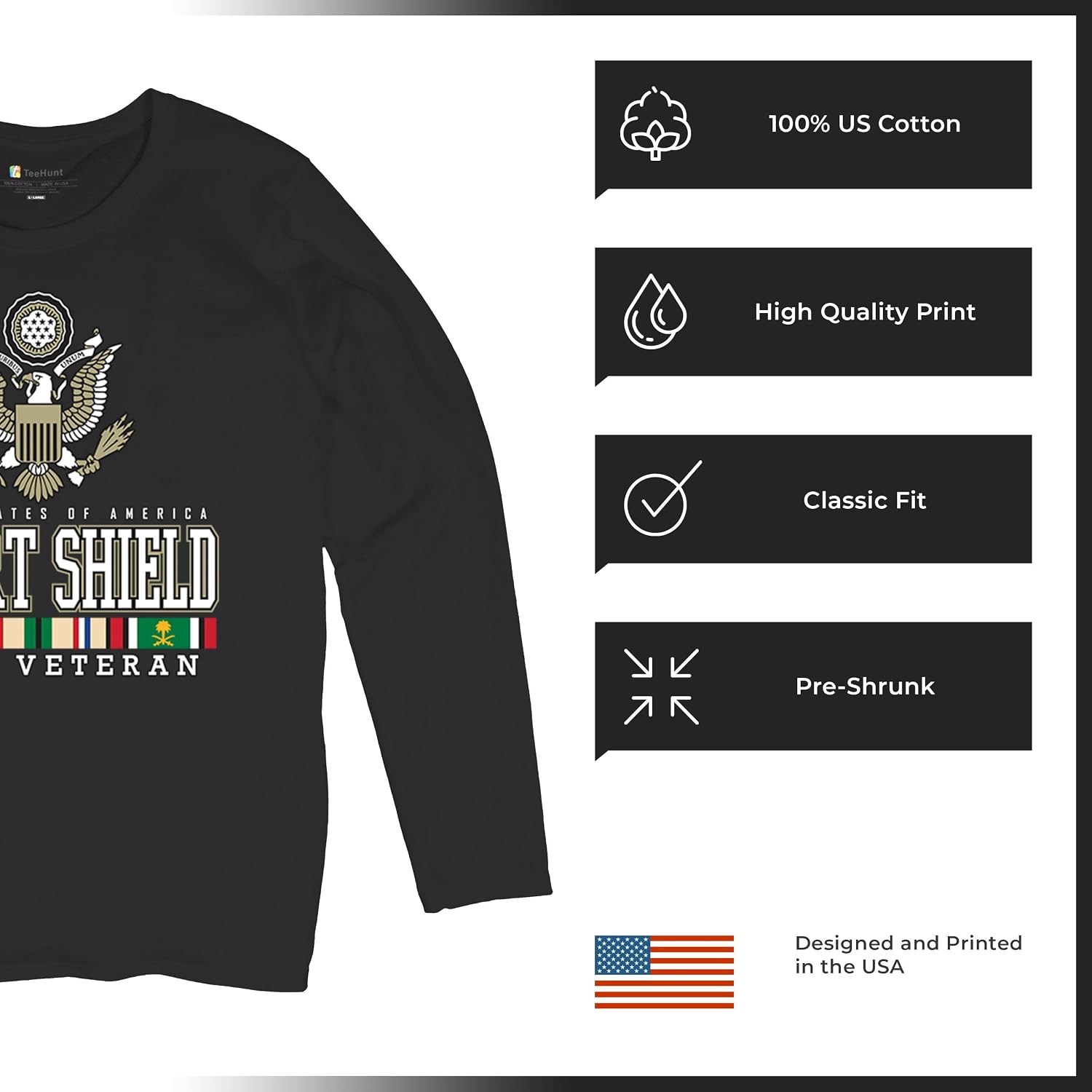 Desert Shield Proud Veteran Women's Long Sleeve T-Shirt American Army National Guard Operation Valor Served DD 214 Patriotic