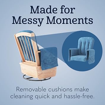 Foundations SafeRocker Steel Swivel Glider Rocker Chair, Blue Microfiber