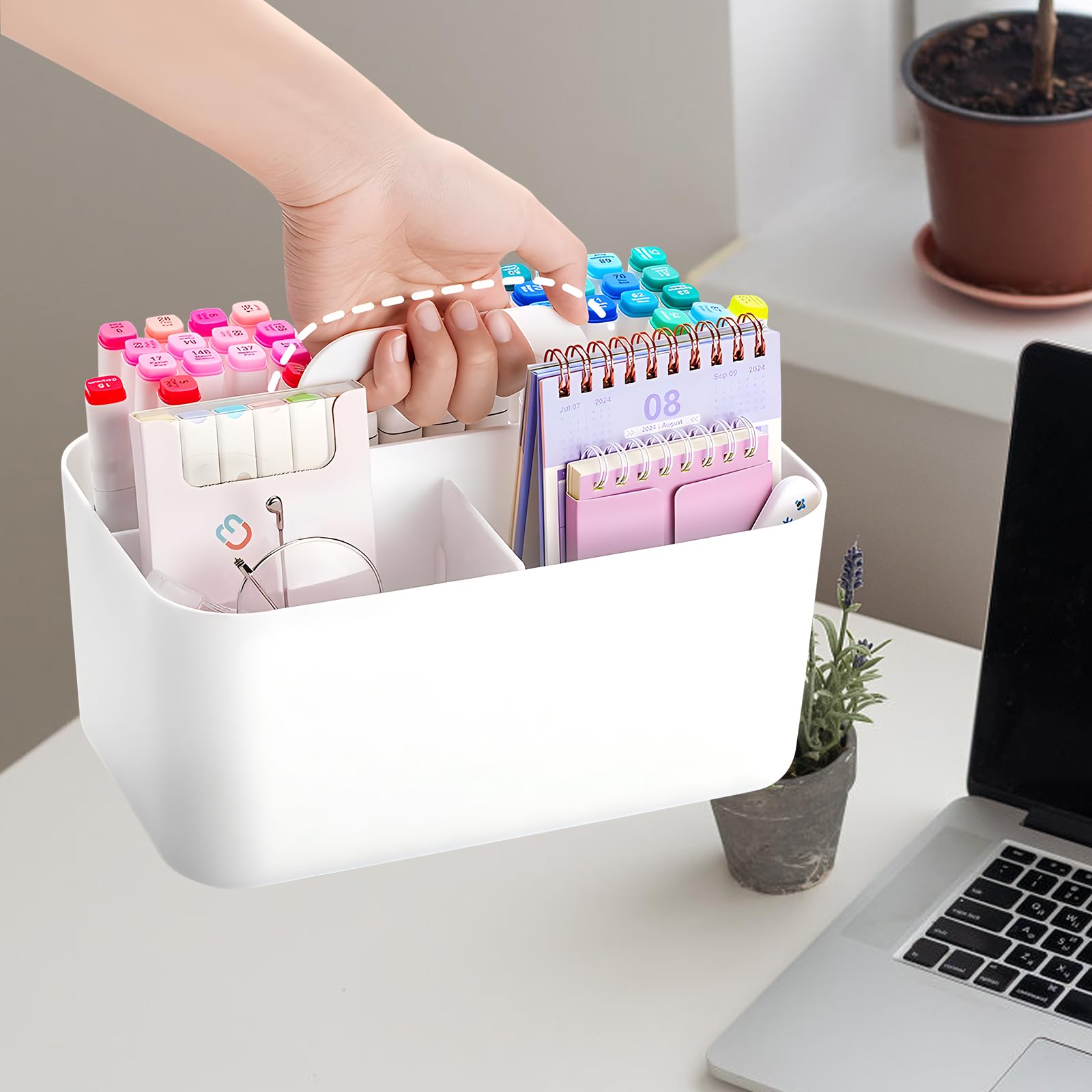 Esyhomi Multipurpose Caddy Organizer, Portable Stackable 5 Slots Desk Caddy - Image 3
