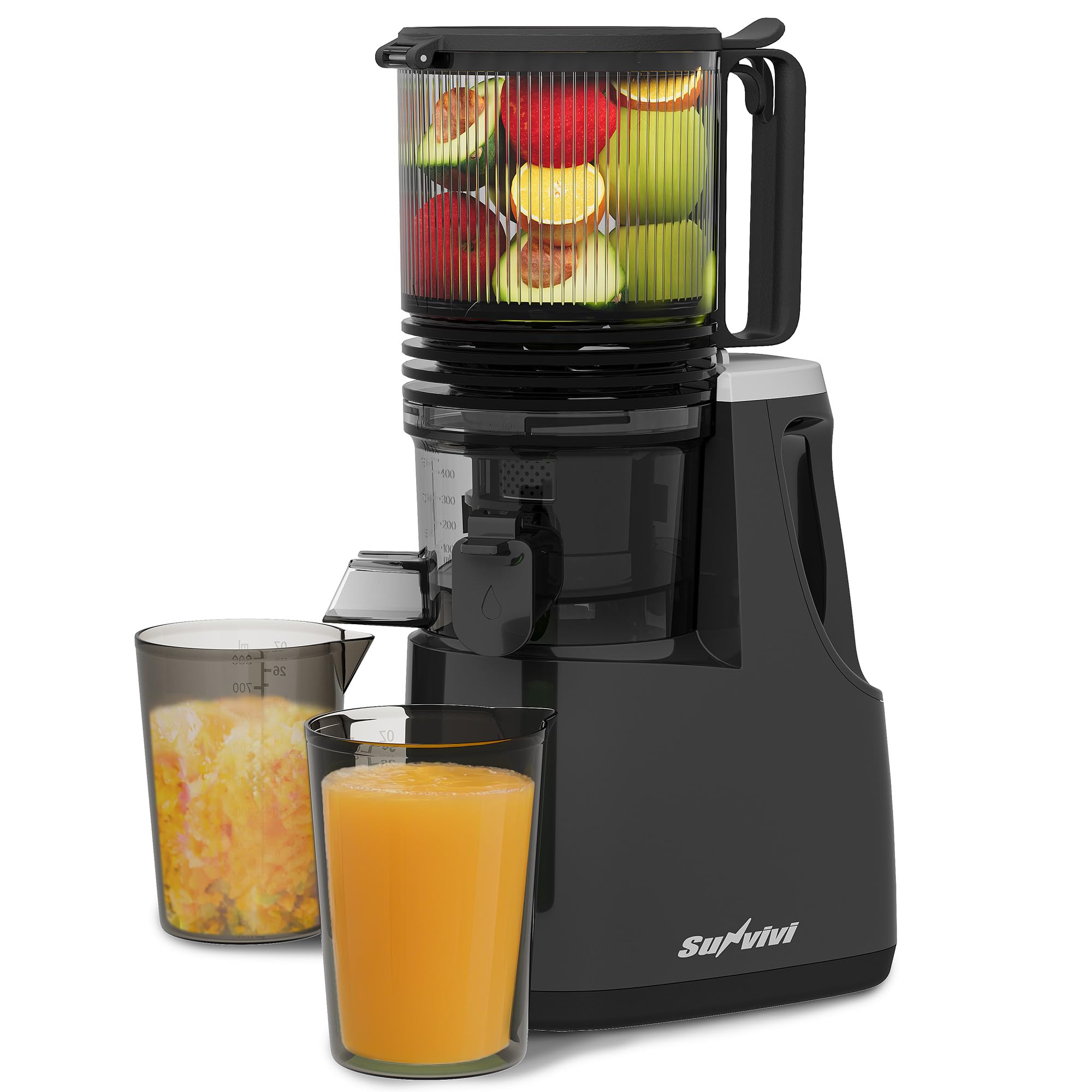 Sunvivi Cold Press Juicer with 5 9 Wide Feed Chute 250W Slow Masticating Juicer Machines Fit Whole Vegetables