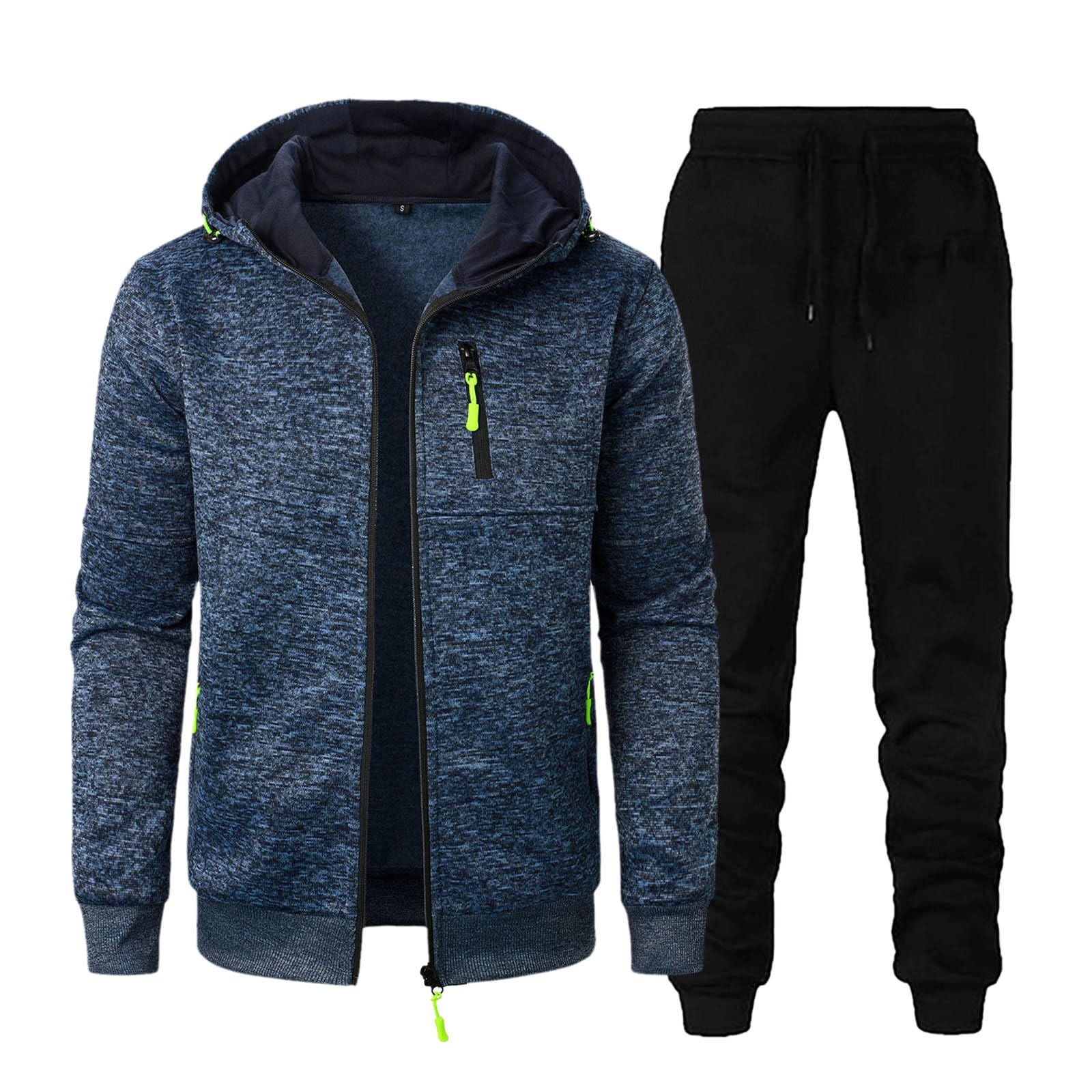 Męski dres treningowy, bluza z kapturem z zamkiem błyskawicznym, 2-częściowy dres treningowy, dla mężczyzn, miękka bawełniana odzież sportowa z kieszeniami na zamek błyskawiczny, lekki, wygodny strój