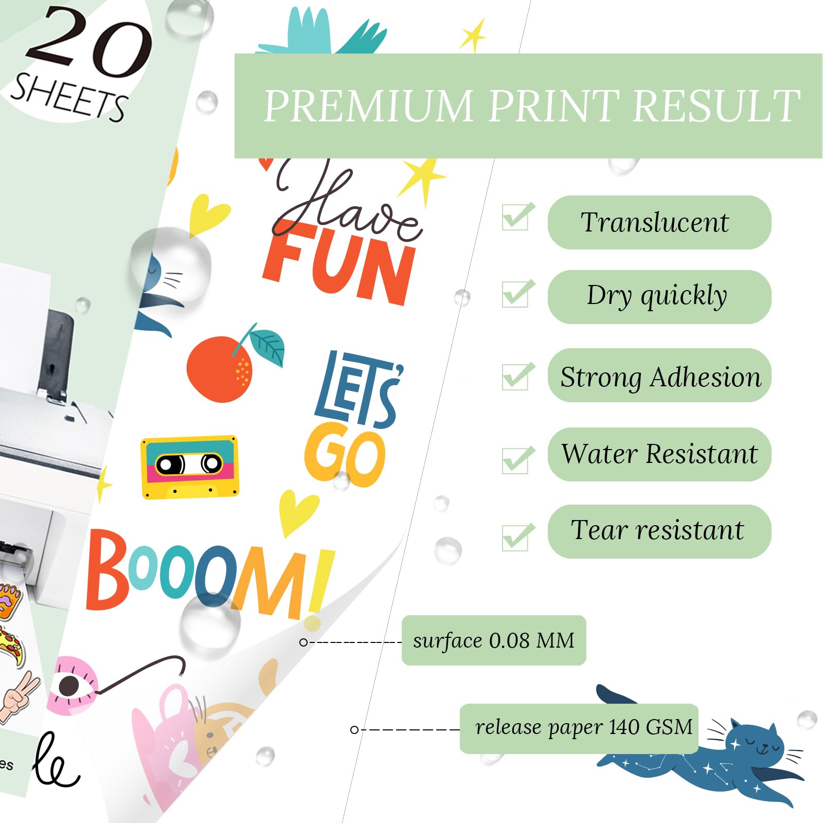 JAGERGREEN Clear Printable Vinyl Sticker Paper for Inkjet & Laser Printer - Image 3