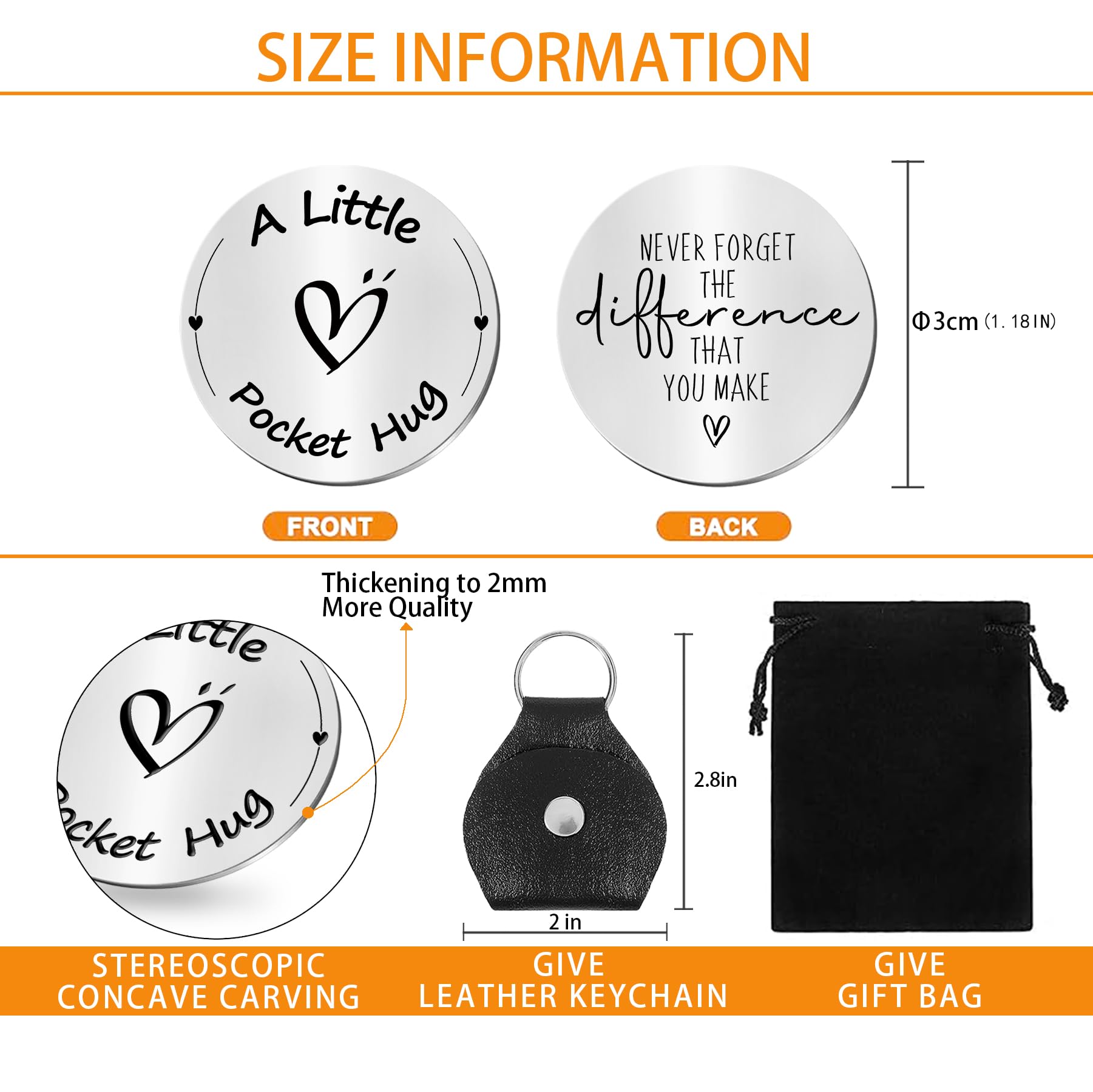 Pocket hug, remember the change you brought, keychain for friends or relatives, inspiring gift