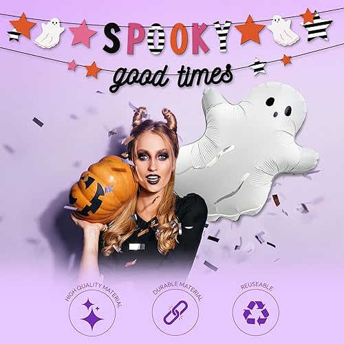 Miniatura 24 de HOUSE OF PARTY Juego de globos de fantasma de Halloween, globos de aluminio de 20 pulgadas para decoraciones de fiesta de feliz día de abucheo