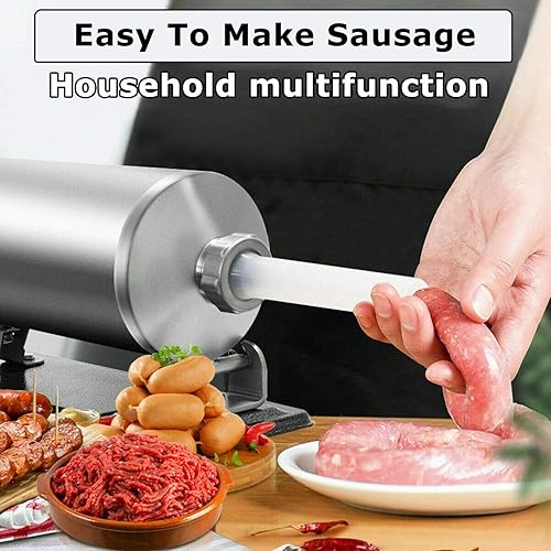 Miniatura 6 de MASTER FENG Embutidora de salchichas  Máquina de cocina de llenado de carne horizontal de acero inoxidable hecha en casa con 8 tubos de relleno (6