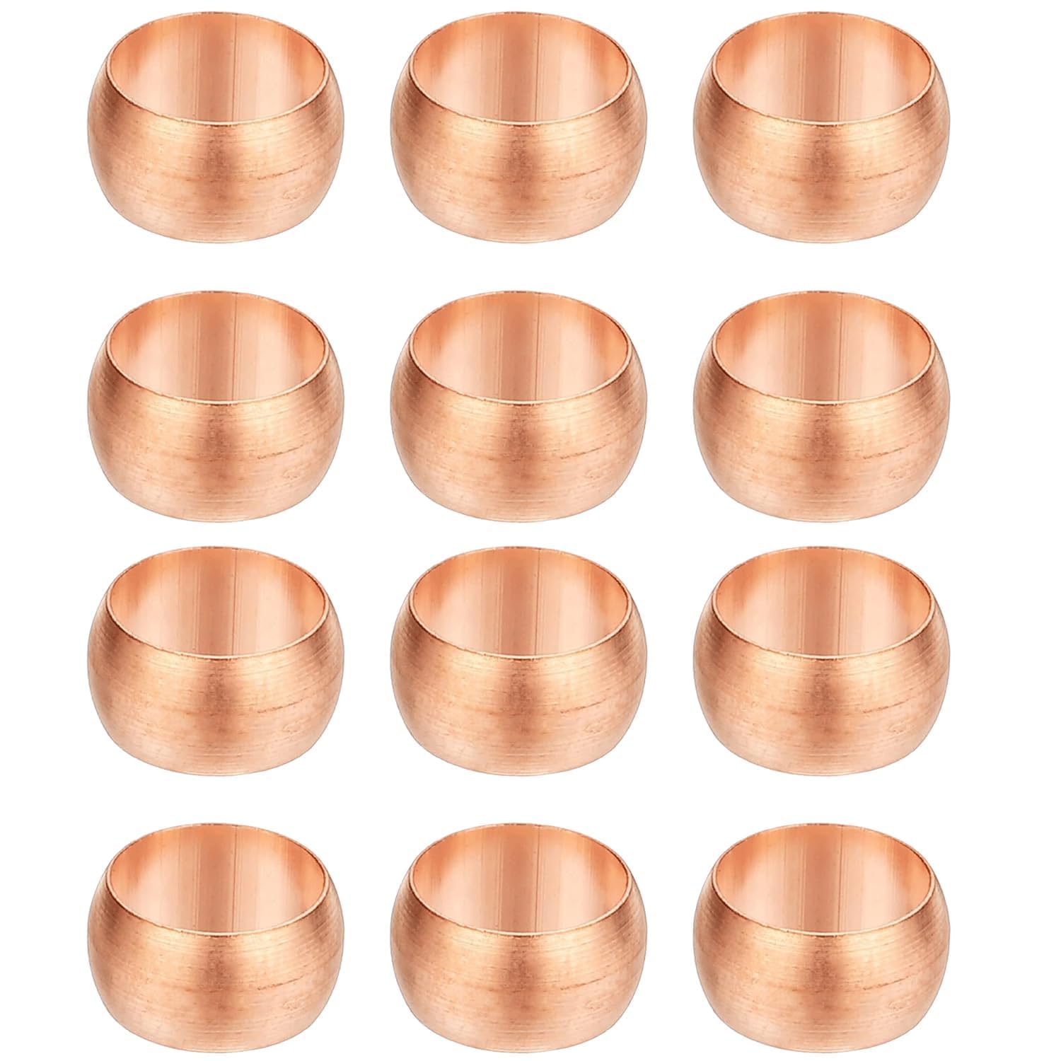 8mm Tube OD Compression Sleeves Ferrules, 12PCS Copper Ferrule Fitting Brass Compression Fittings, Copper Assortment Kit for Oil Water Air Pipe