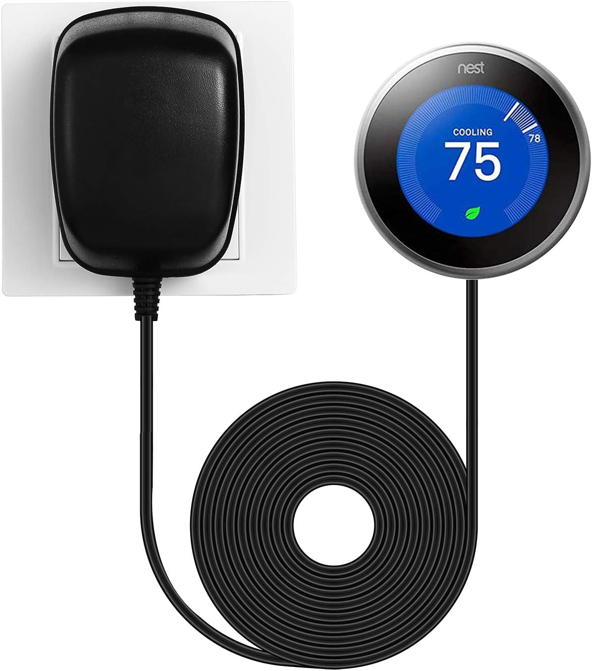 C wire adapter 24 Volt Transformer for Ring Doorbell Nest Honeywell Emerson Sensi Smart Wifi Thermostat Ecobee Nest Hello Skybell Thermostat UL Certificated (26ft/8m)