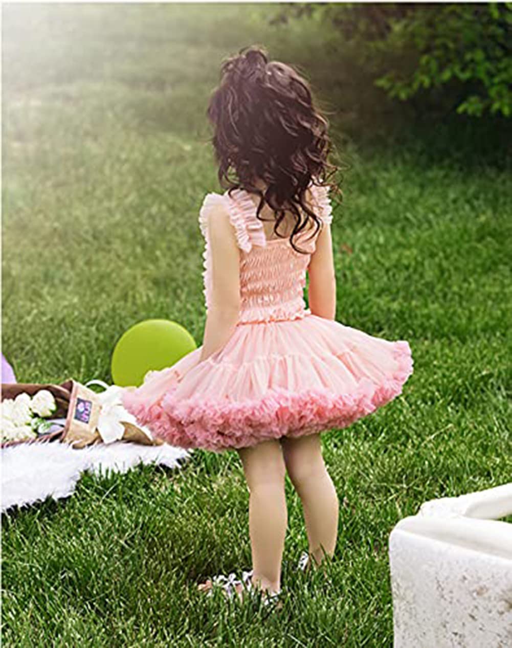 Baby Girl Tutu sukienka maluch koronkowa tiulowa spódnica baletowa sukienka na przyjęcie urodzinowe Up Beach Wedding Dress,Peach pink,XS