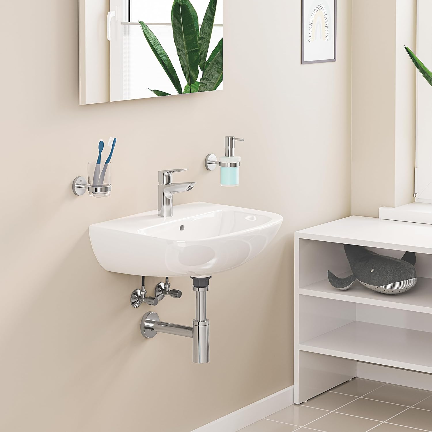 GROHE QUICKFIX StartEdge Robinet de Salle de Bains lavabo, mousseur économie D'eau, sans tirette, bonde clic clac incluse, Installation et nettoyage facile, Taille S, chromé, 24199001